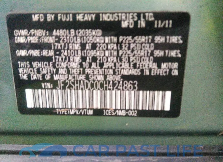 JF2SHADC0CH424863# 9