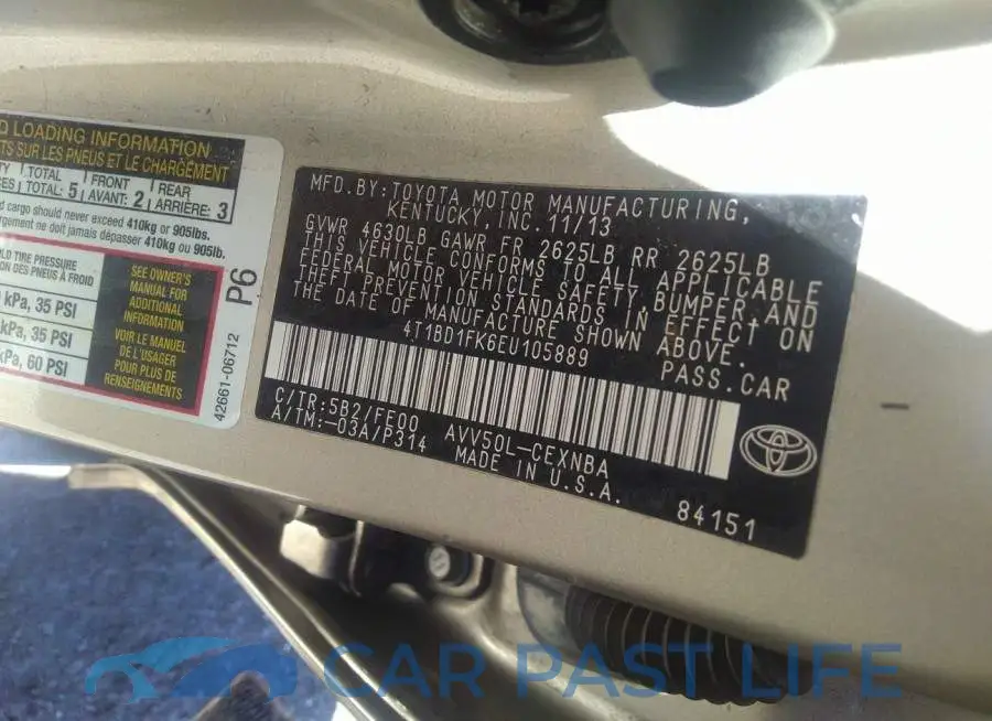 4T1BD1FK6EU105889# 9