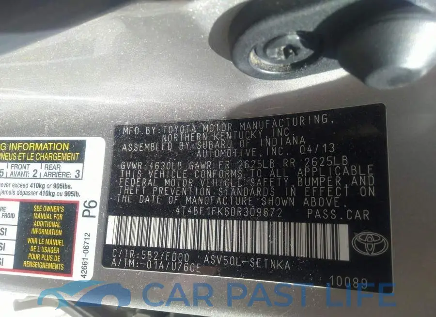 4T4BF1FK6DR309672# 9
