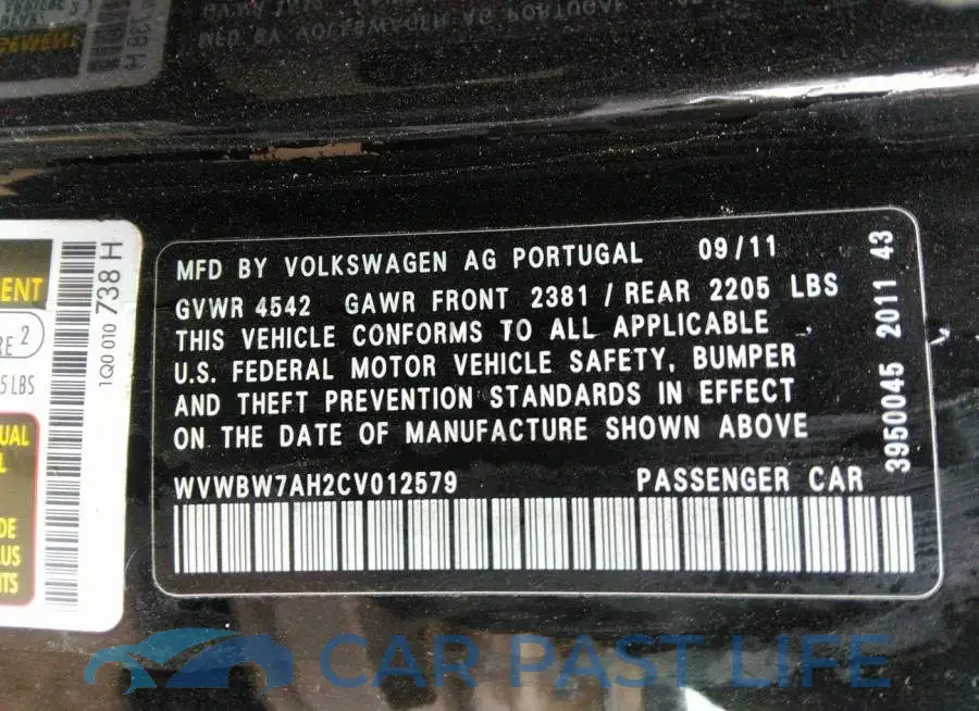 WVWBW7AH2CV012579# 9