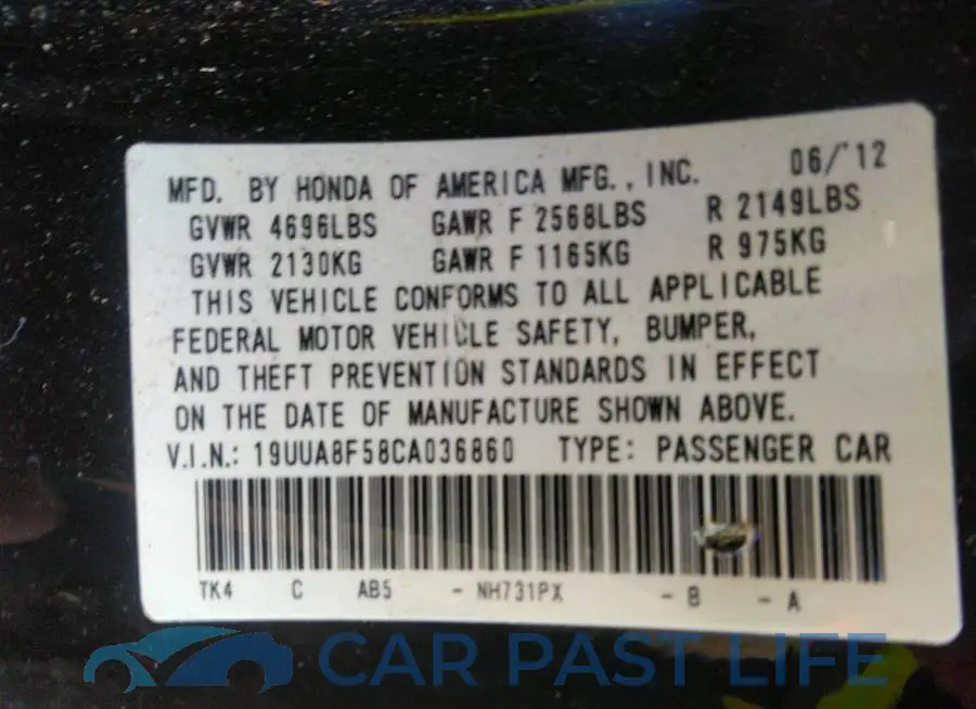 19UUA8F58CA036860# 9