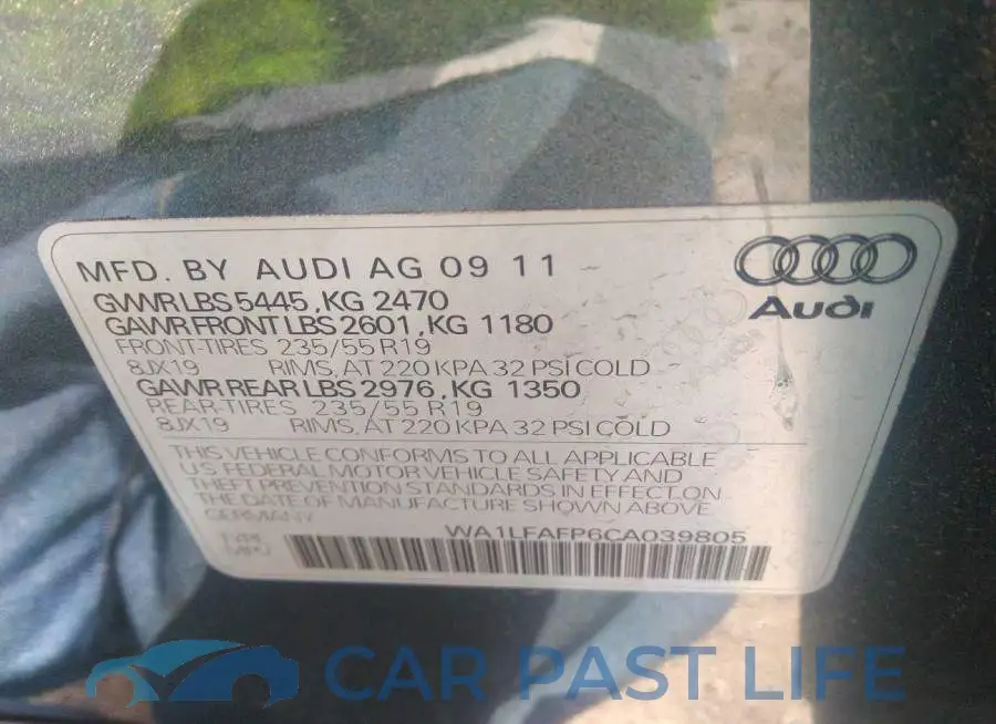 WA1LFAFP6CA039805# 9