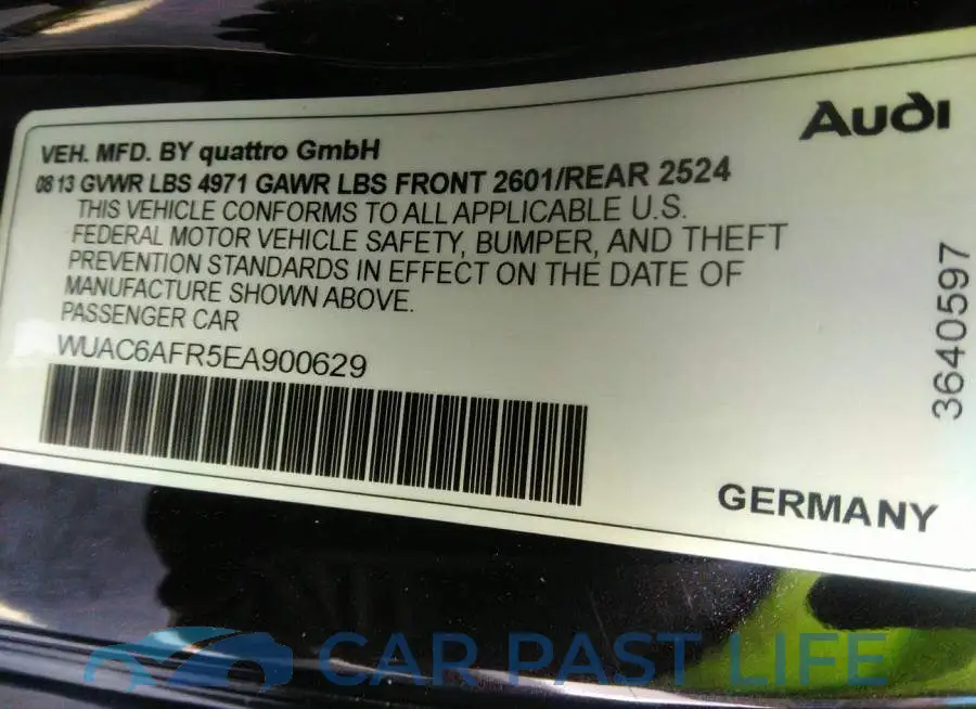 WUAC6AFR5EA900629# 9