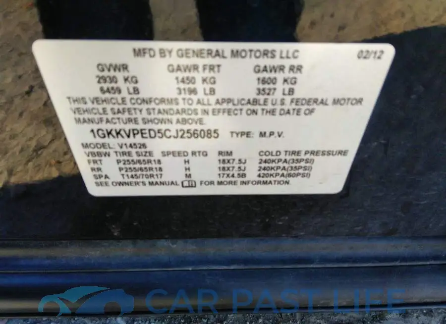 1GKKVPED5CJ256085# 9
