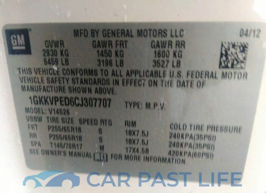 1GKKVPED6CJ307707# 9