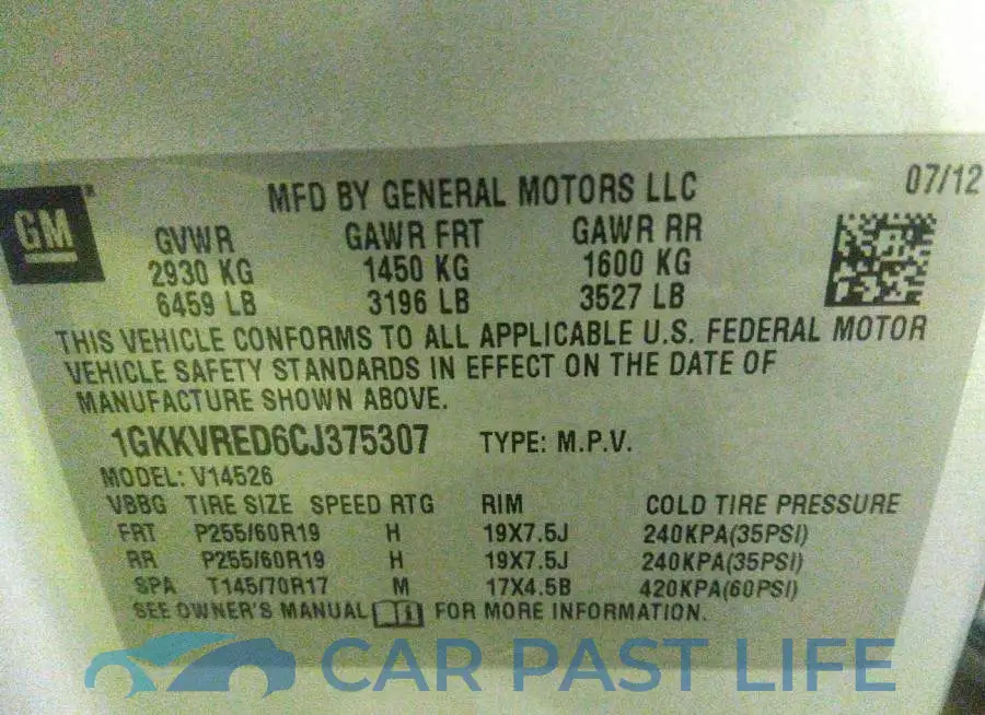 1GKKVRED6CJ375307# 9