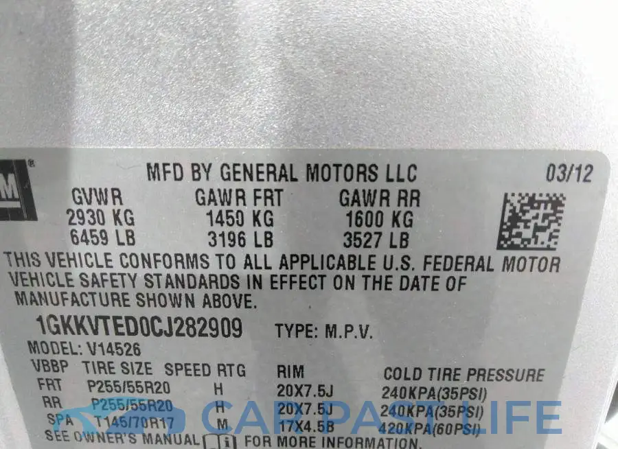 1GKKVTED0CJ282909# 9