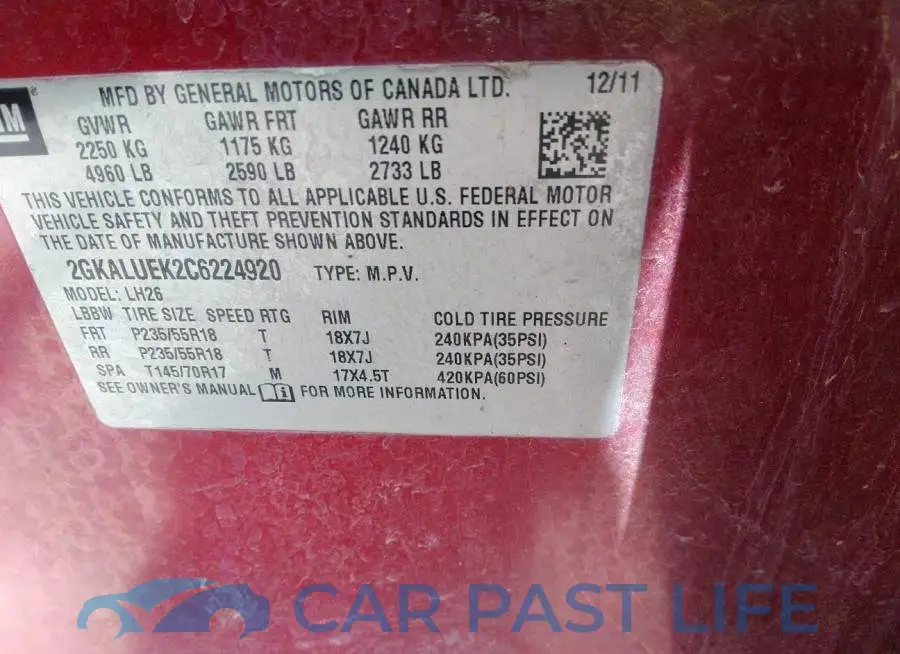 2GKALUEK2C6224920# 9