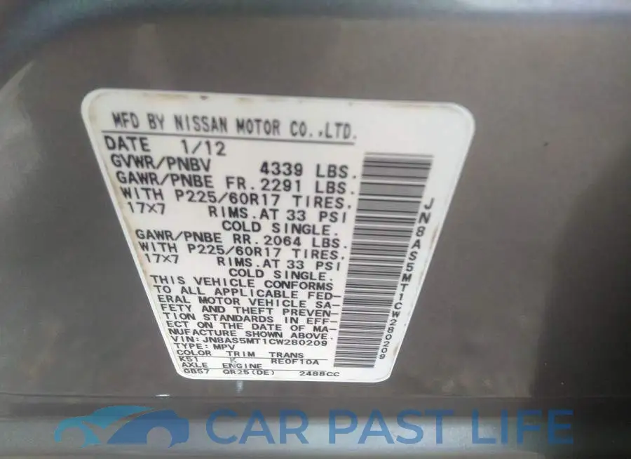 JN8AS5MT1CW280209# 9