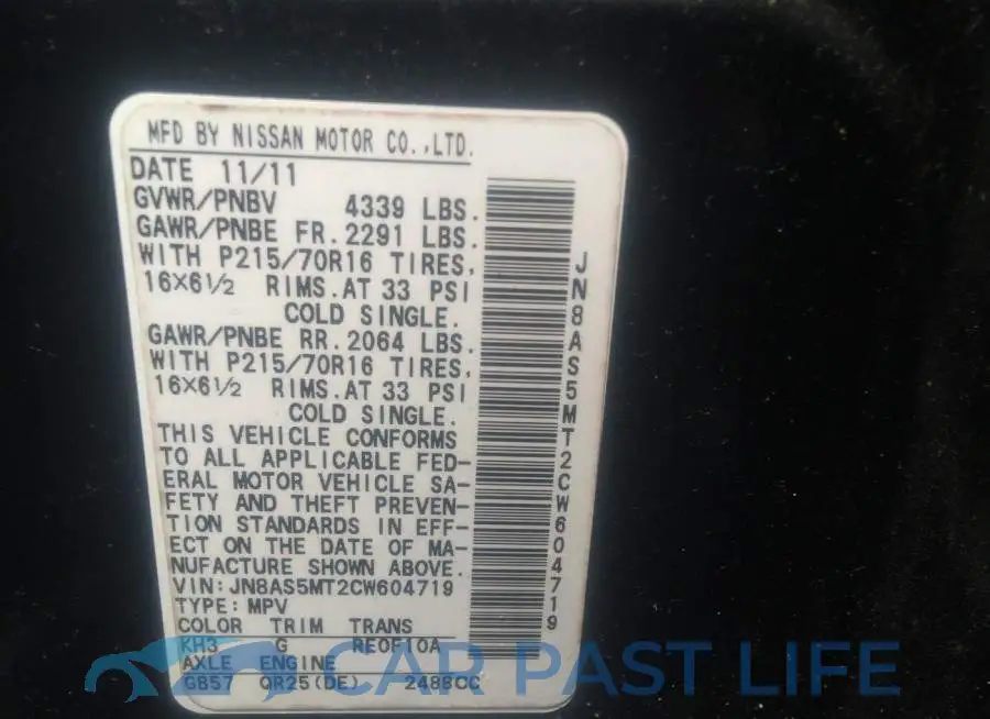 JN8AS5MT2CW604719# 9