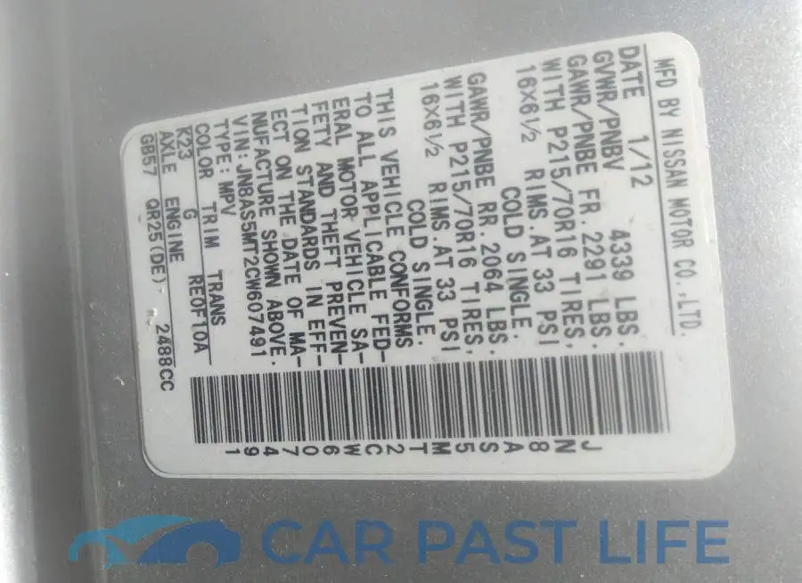JN8AS5MT2CW607491# 9