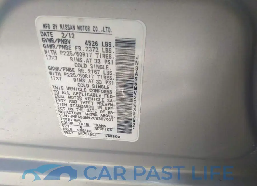 JN8AS5MV2CW397007# 9