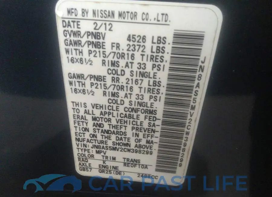 JN8AS5MV2CW398299# 9