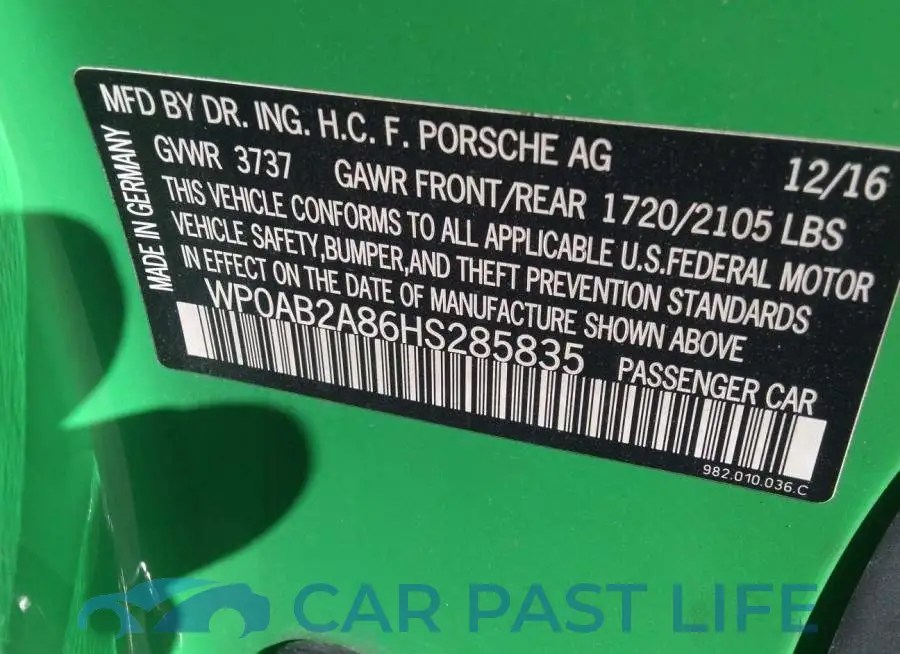 WP0AB2A86HS285835# 9