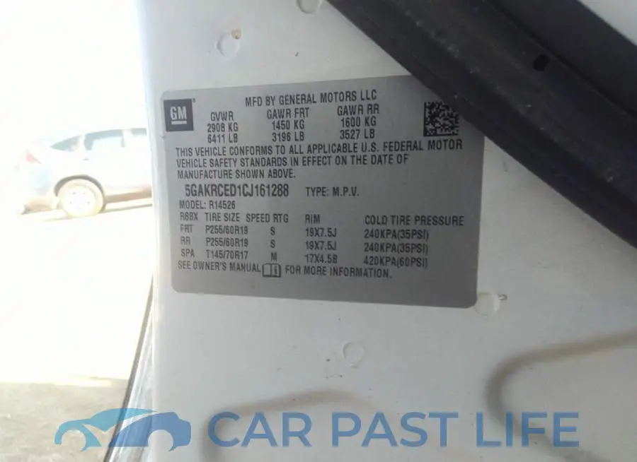 5GAKRCED1CJ161288# 9