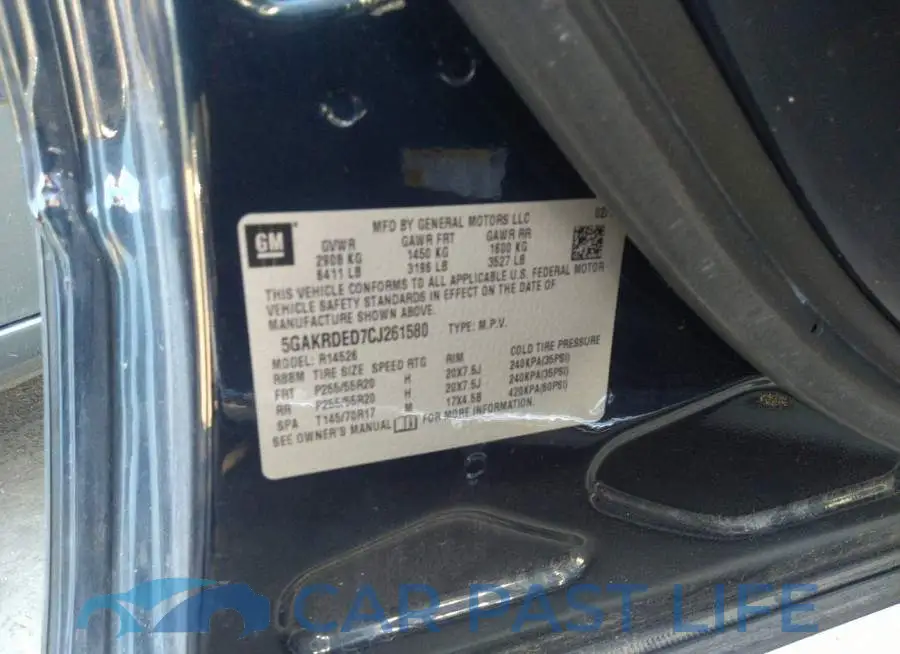 5GAKRDED7CJ261580# 9
