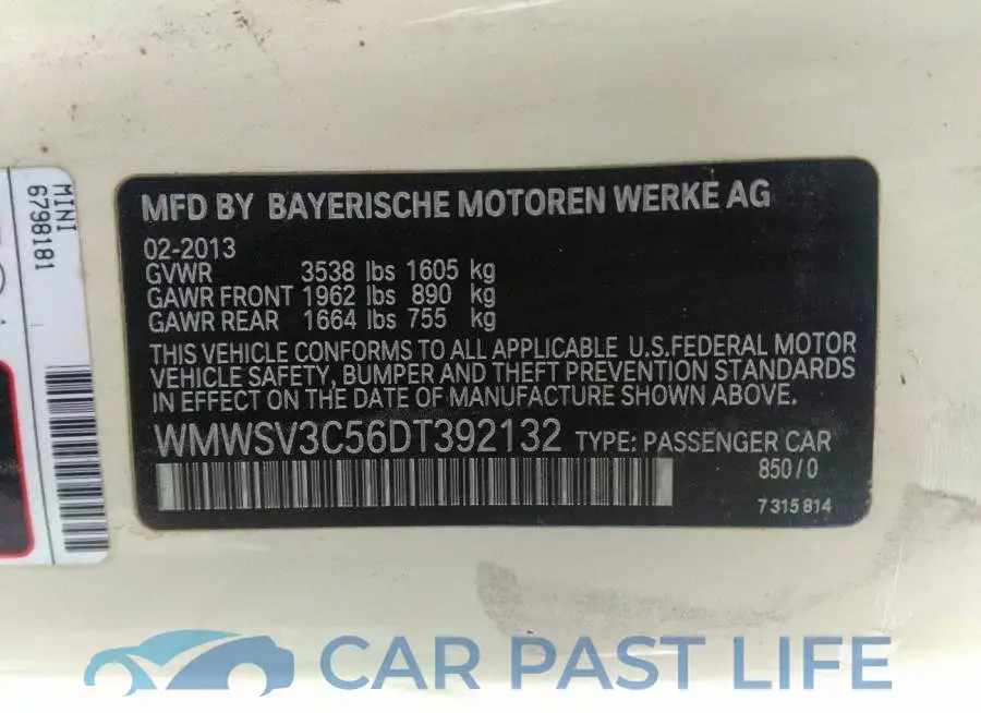 WMWSV3C56DT392132# 9