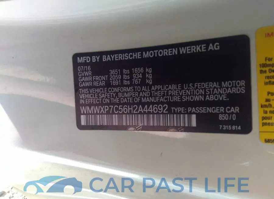 WMWXP7C56H2A44692# 9