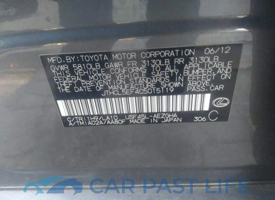 JTHCL5EF4C5015119# 9