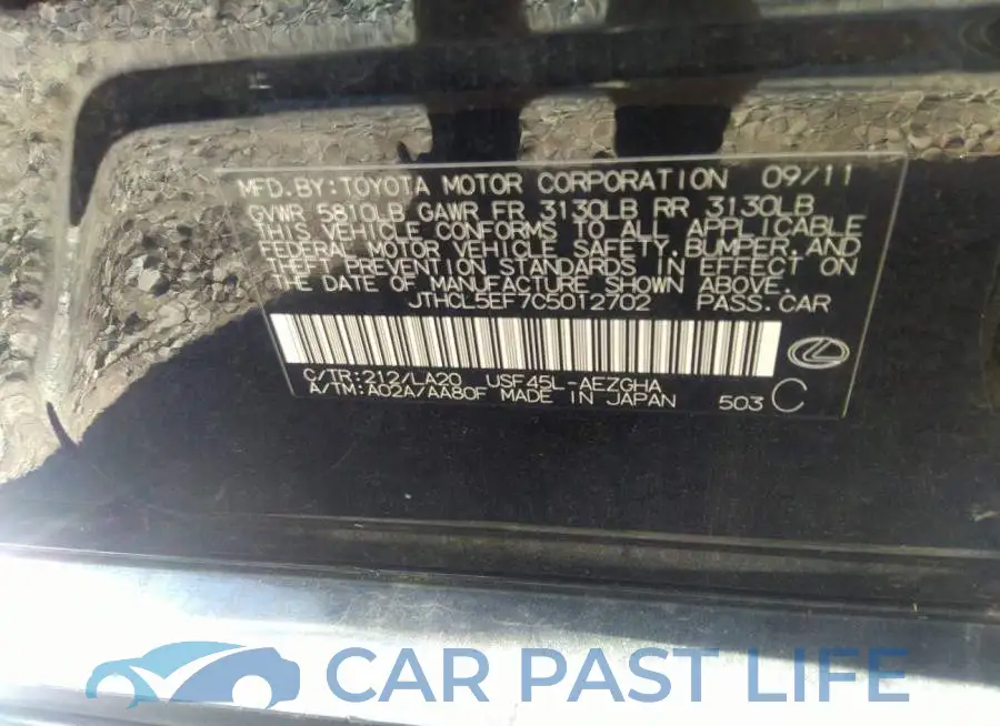 JTHCL5EF7C5012702# 9