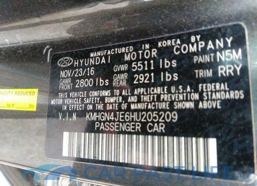 KMHGN4JE6HU205209# 9