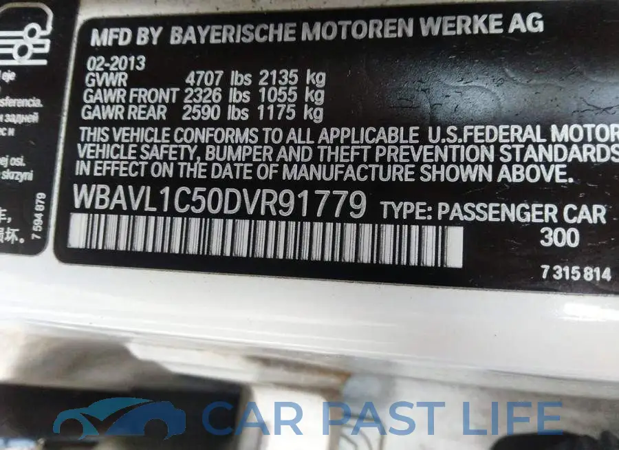 WBAVL1C50DVR91779# 9