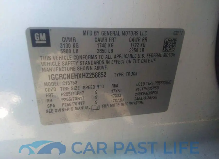 1GCRCNEHXHZ258852# 9
