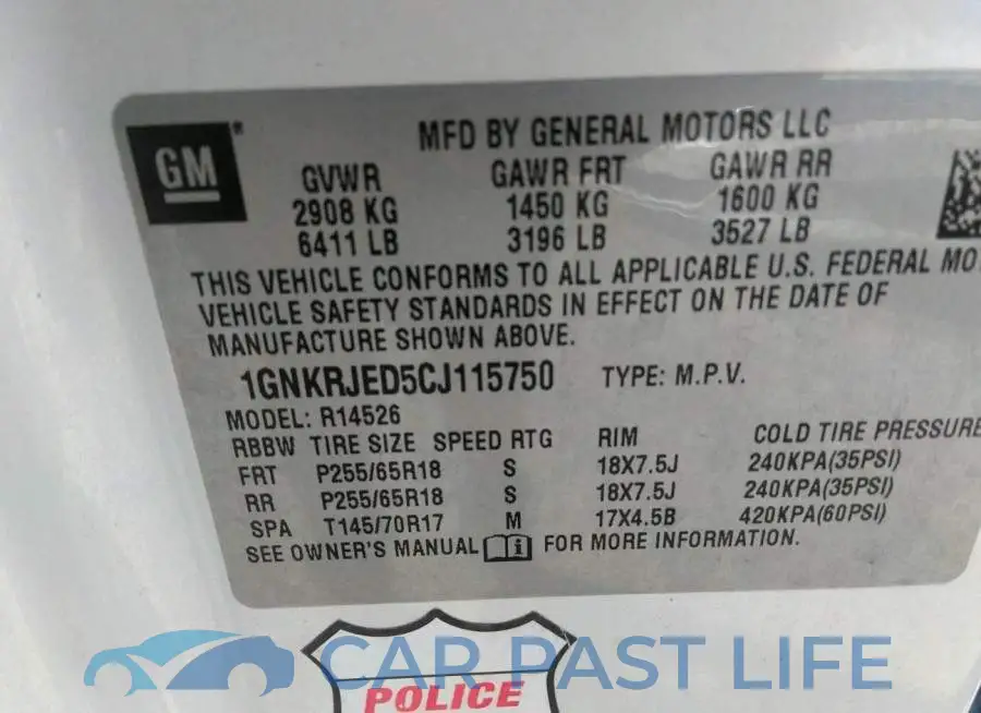 1GNKRJED5CJ115750# 9