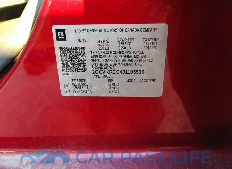 2GCVKREC4J1105539# 9