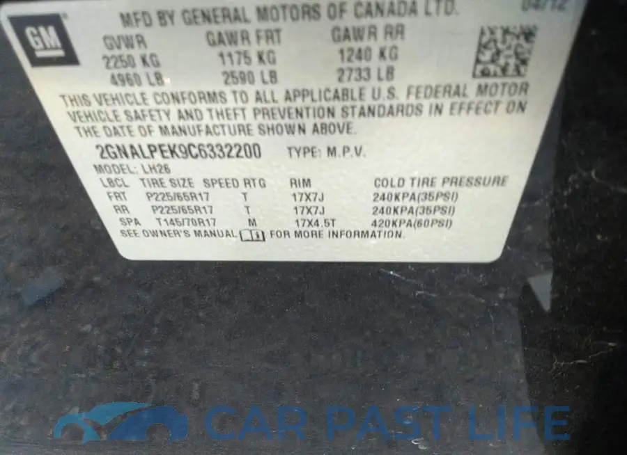 2GNALPEK9C6332200# 9