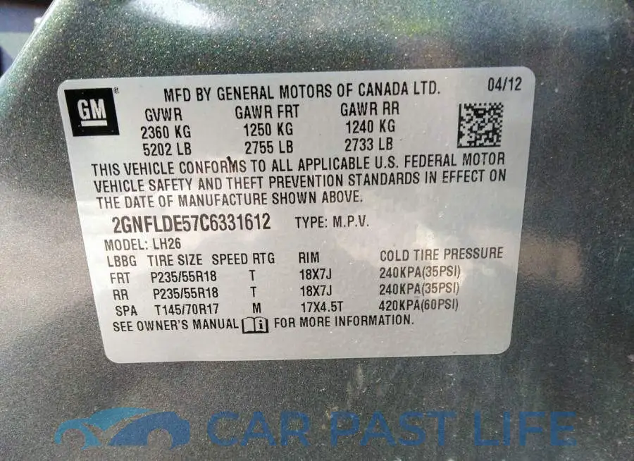 2GNFLDE57C6331612# 9