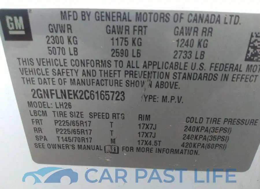 2GNFLNEK2C6165723# 9