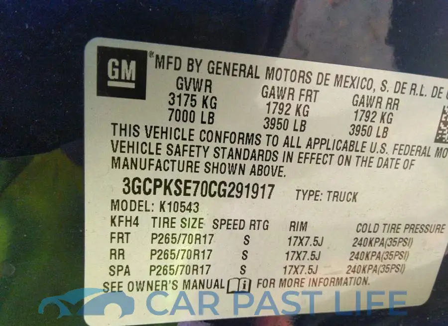 3GCPKSE70CG291917# 9