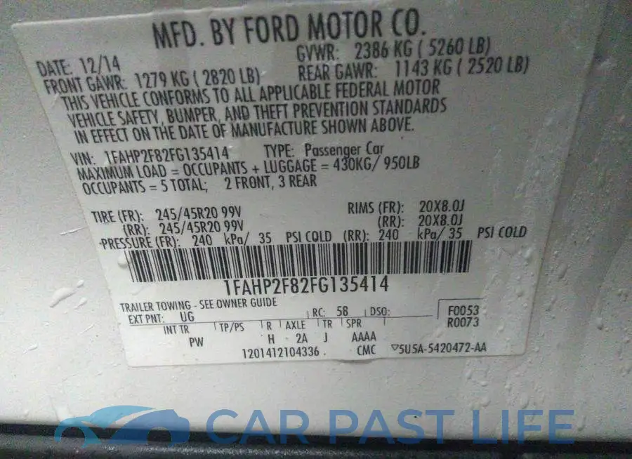 1FAHP2F82FG135414# 9
