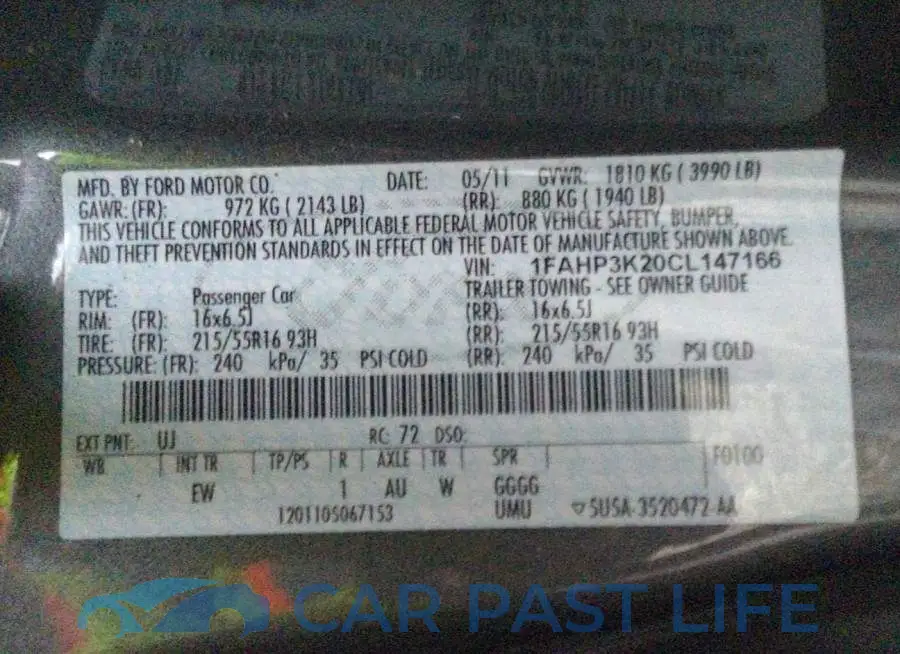 1FAHP3K20CL147166# 9