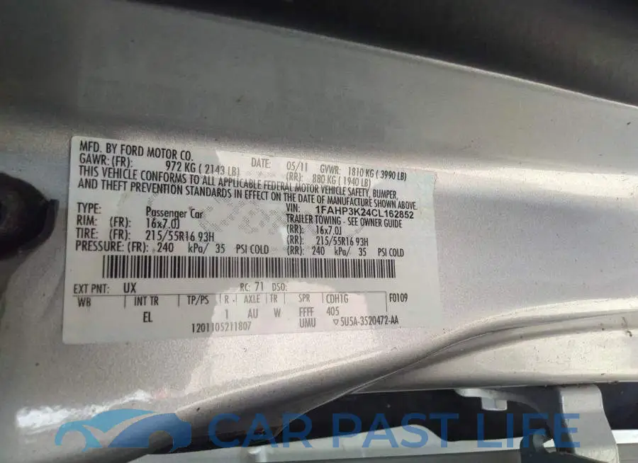 1FAHP3K24CL162852# 9
