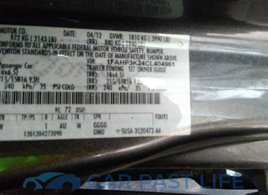 1FAHP3K24CL404961# 9