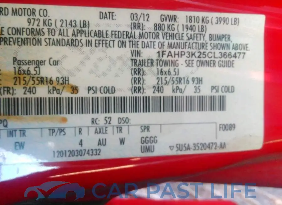 1FAHP3K25CL366477# 9