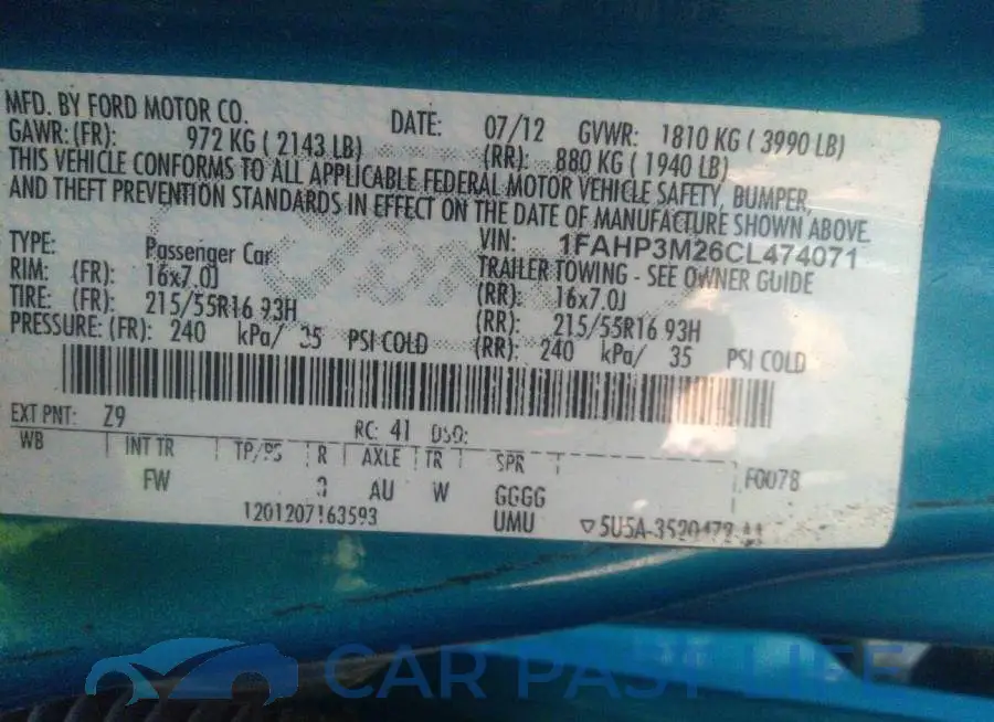 1FAHP3M26CL474071# 9