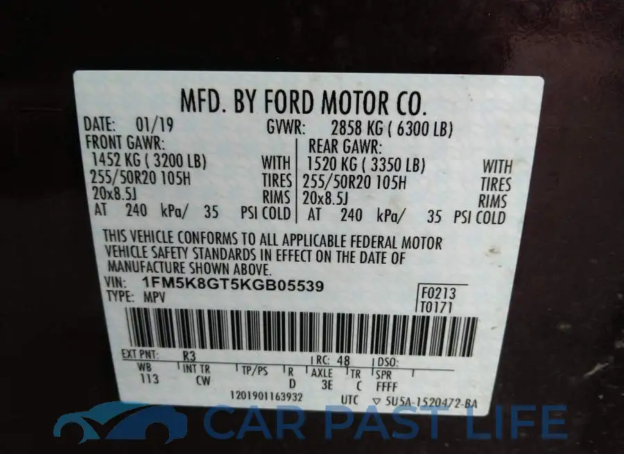 1FM5K8GT5KGB05539# 9