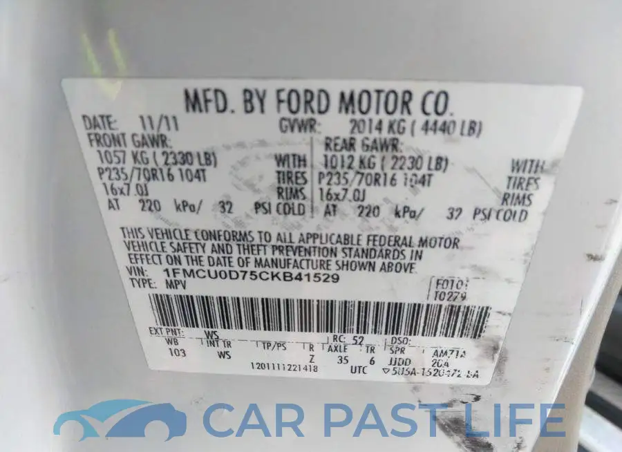 1FMCU0D75CKB41529# 9