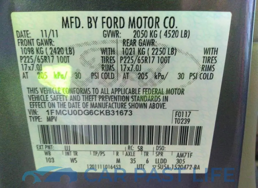 1FMCU0DG6CKB31673# 9