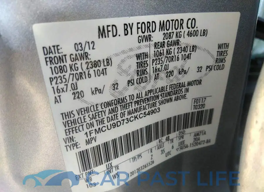 1FMCU9D73CKC54903# 9