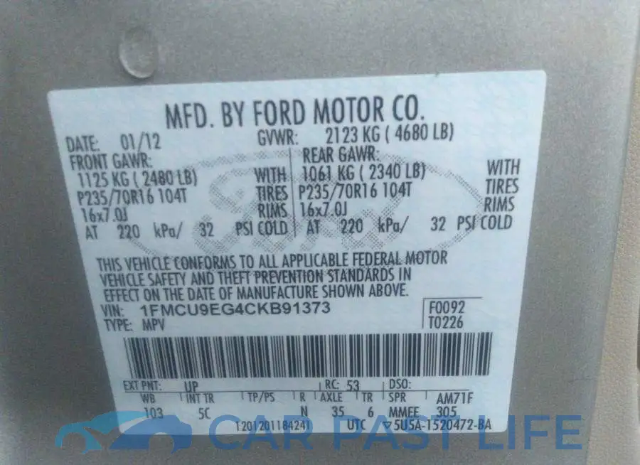1FMCU9EG4CKB91373# 9
