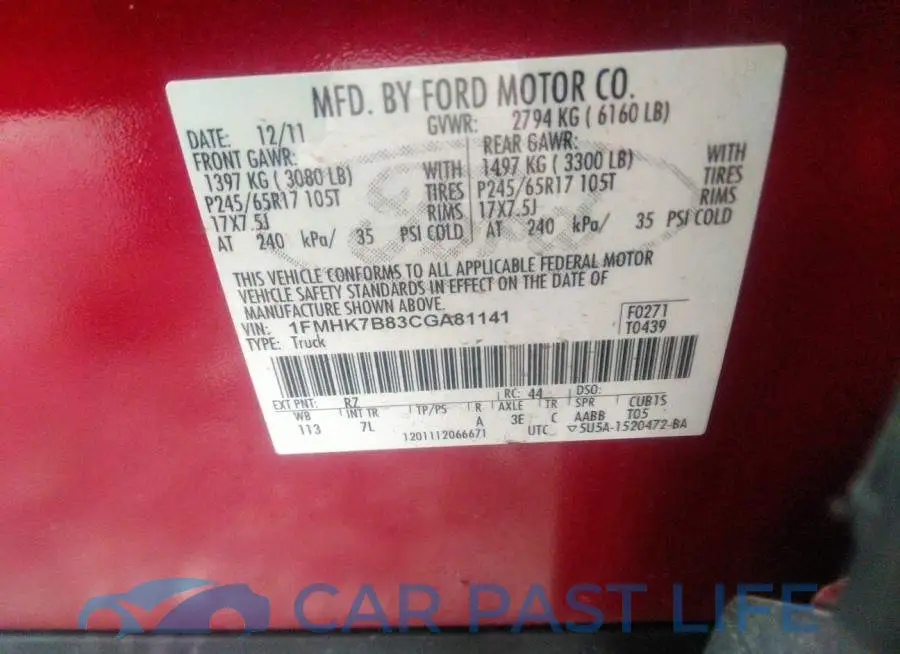 1FMHK7B83CGA81141# 9