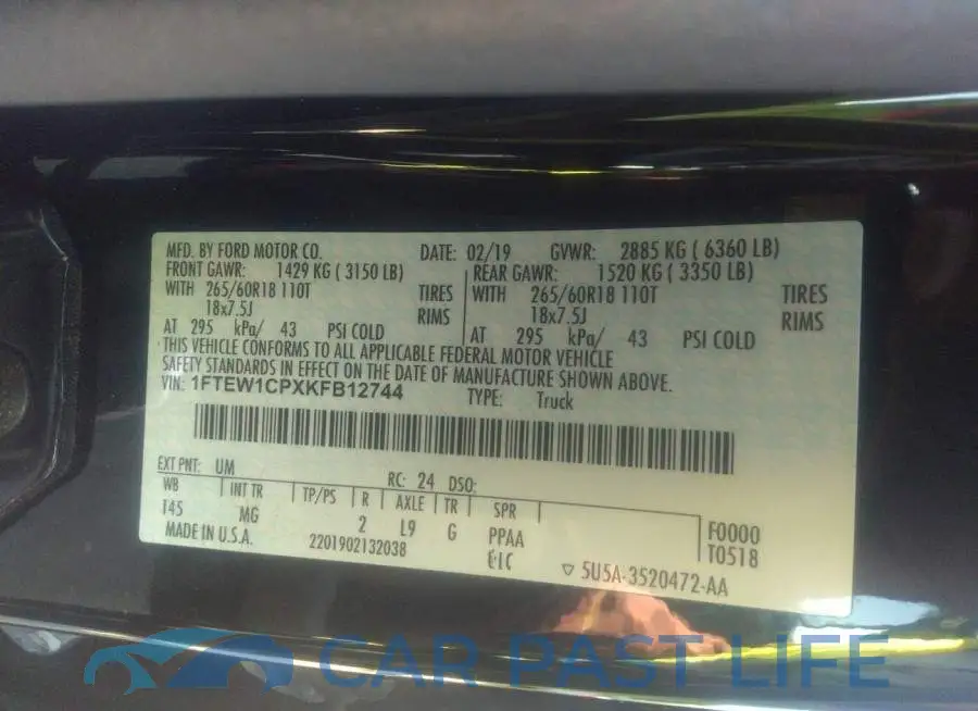 1FTEW1CPXKFB12744# 9