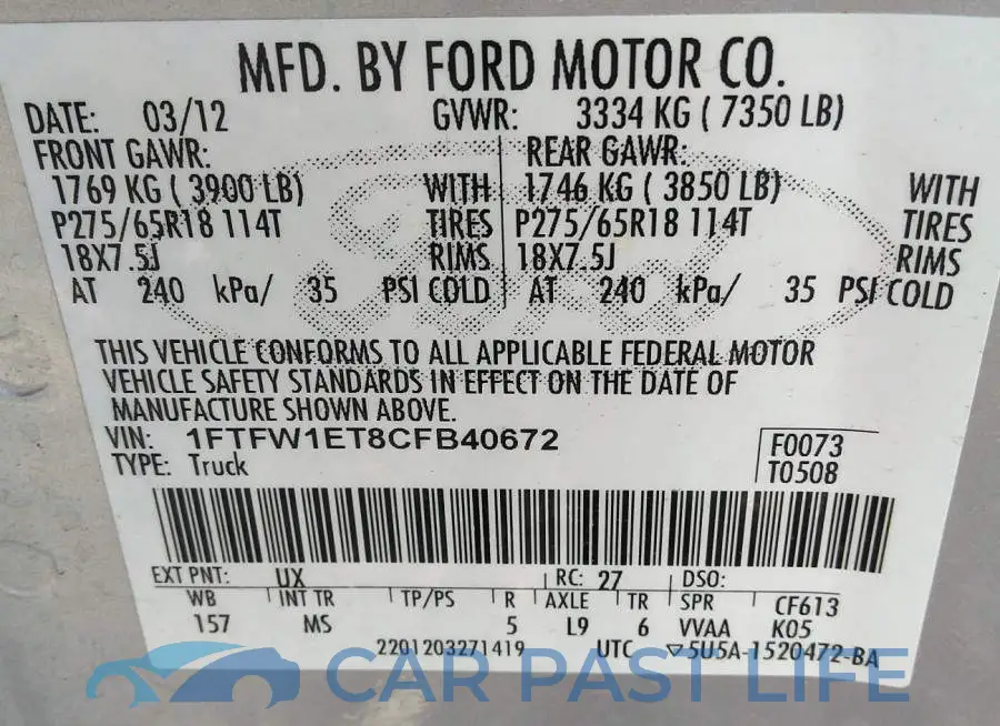 1FTFW1ET8CFB40672# 9