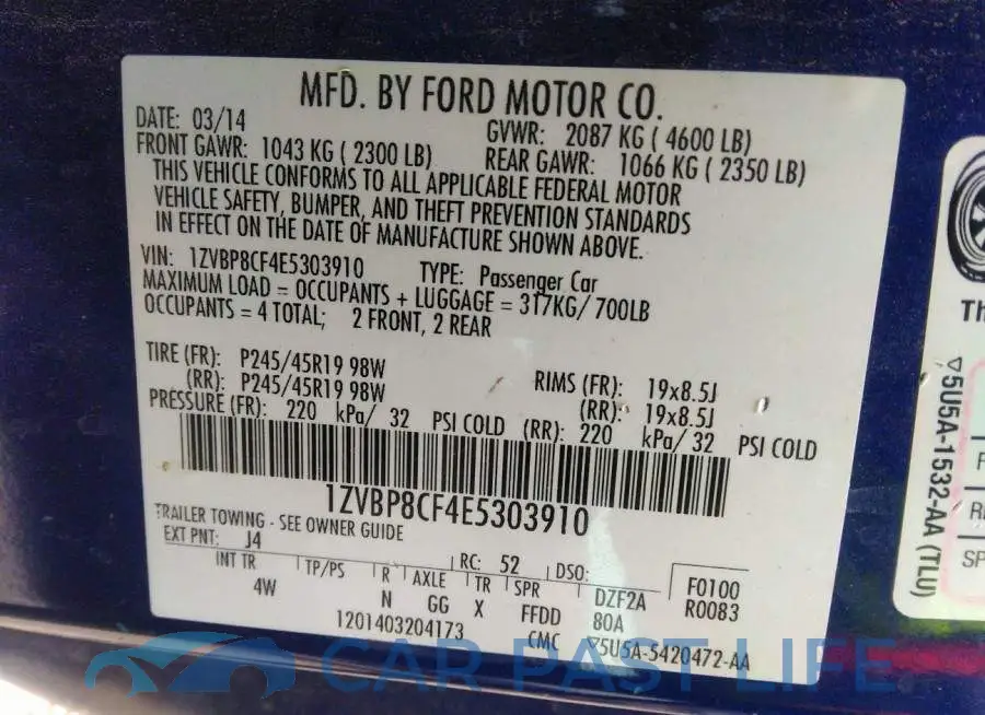 1ZVBP8CF4E5303910# 9