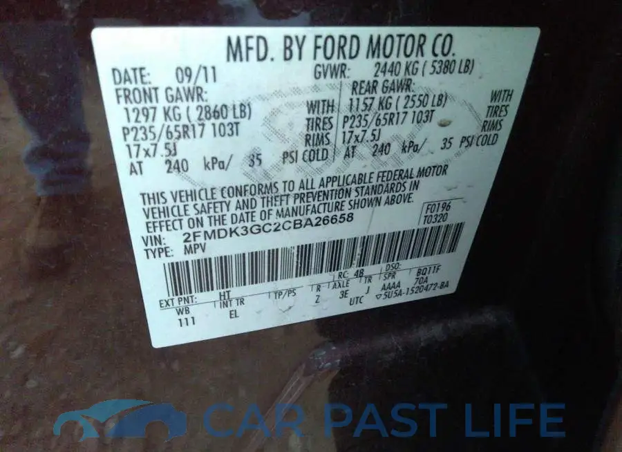 2FMDK3GC2CBA26658# 9