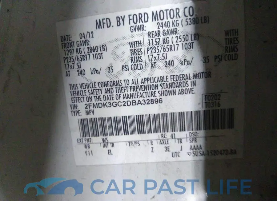 2FMDK3GC2DBA32896# 9